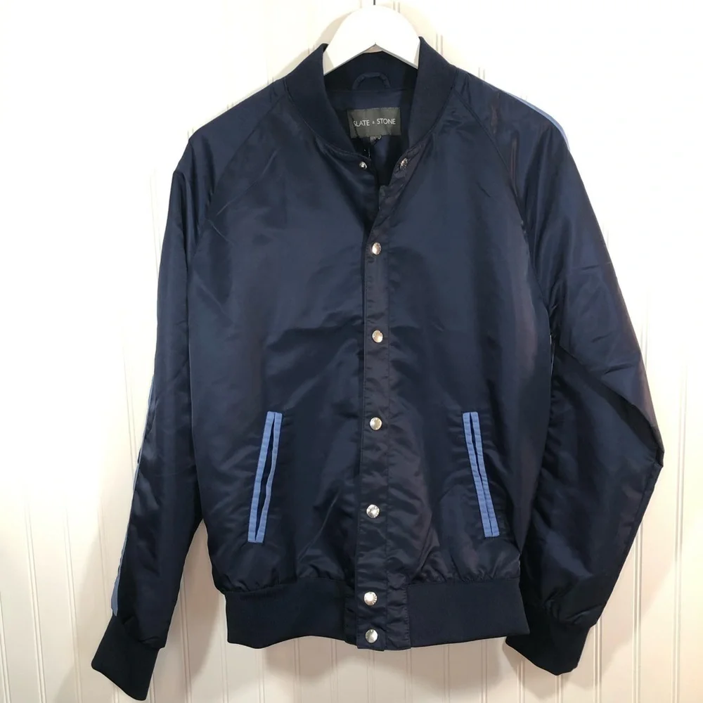 Slate & Stone Men’s Navy Raglan Baseball Jacket M